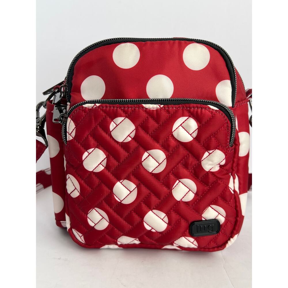Lug Coupe XL Plus Convertible Crossbody Bag Crimson Large Dot Red White OS